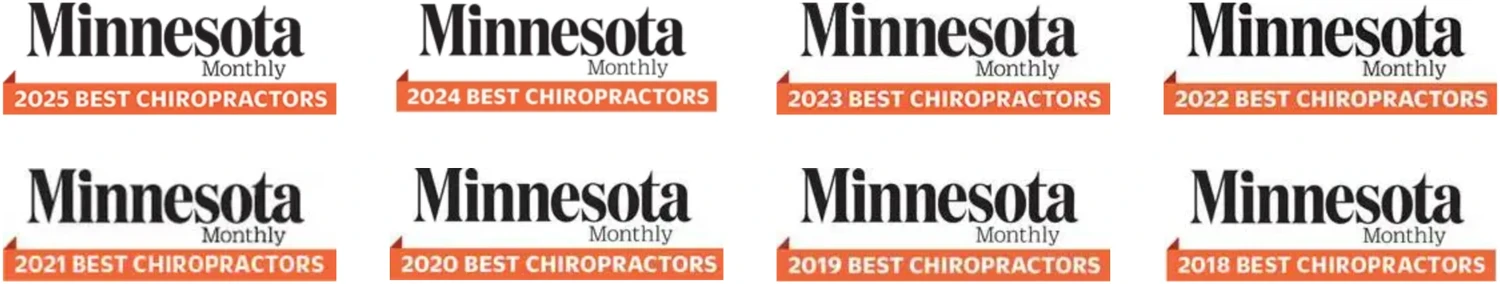 Minnesota Monthly Best Chiropractors award winner every year from 2018 through 2025